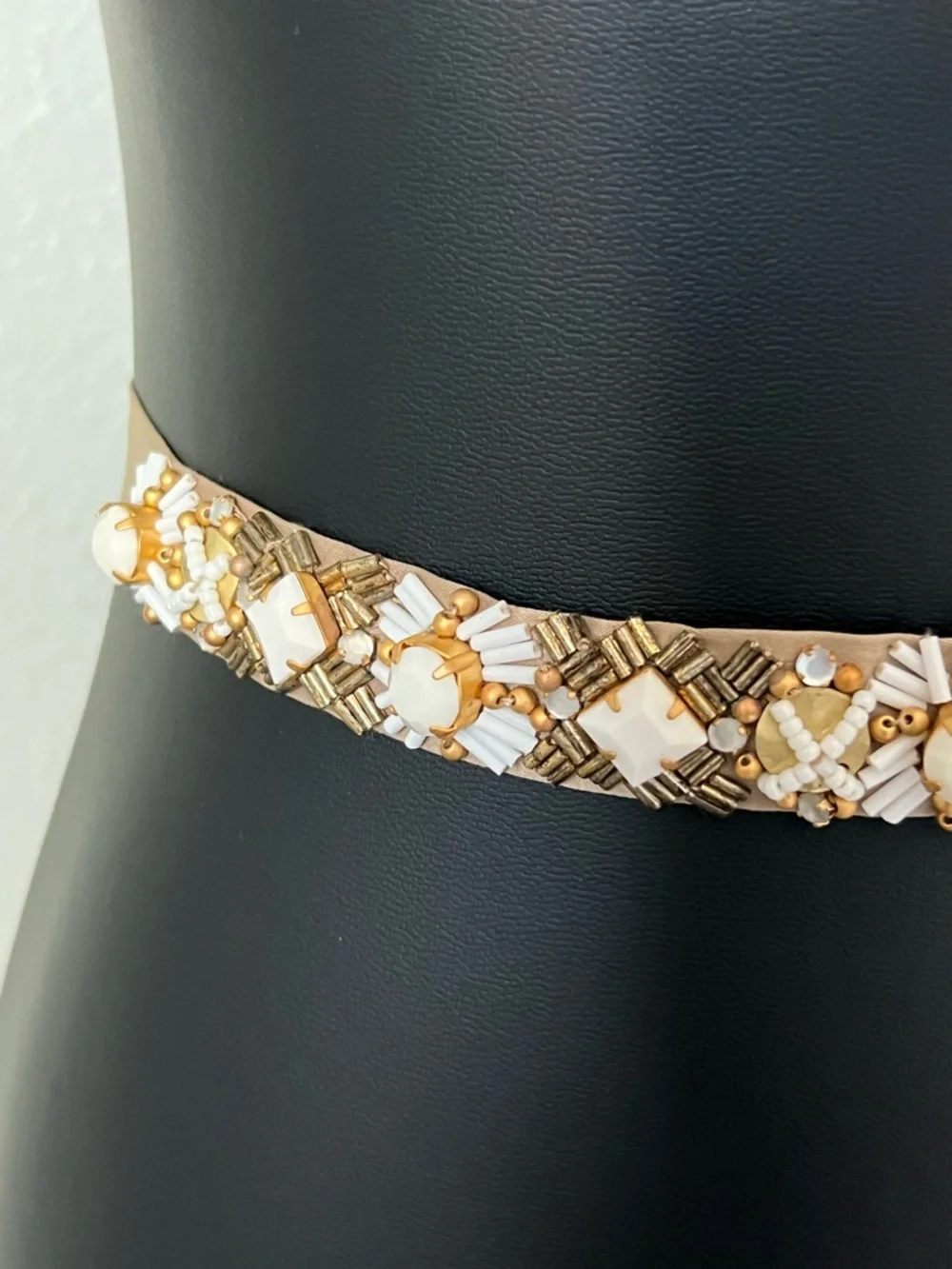 J. Crew Gold and White Floral Crystal Waist Belt - Picture 2 of 4